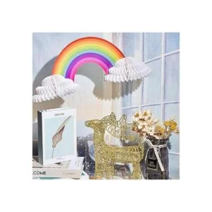 WILLBOND Centro de mesa de papel de panal de arcoíris sin_3