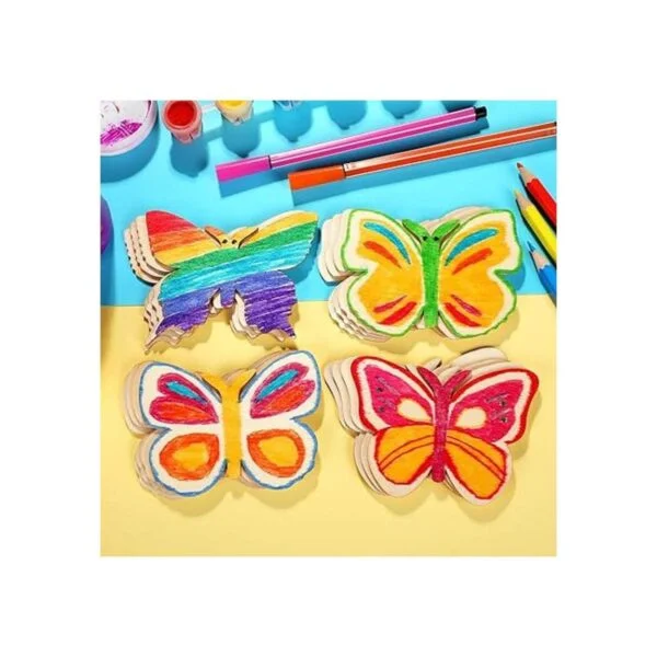 WHQXFDZ 40 piezas de mariposa de madera sin terminar_5