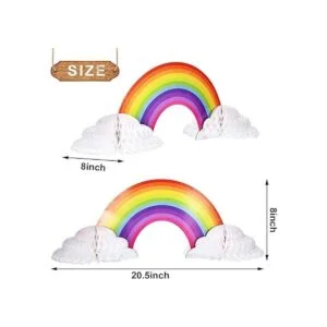 WILLBOND Centro de mesa de papel de panal de arcoíris sin_2