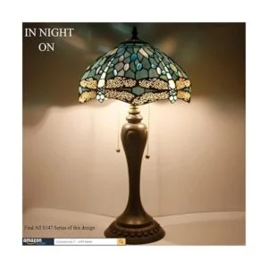 WERFACTORY Tiffany Lámpara de mesa color azul mar con_4