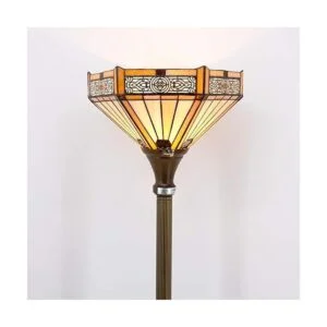 WERFACTORY Tiffany Lámpara de pie hexagonal amarilla para_4