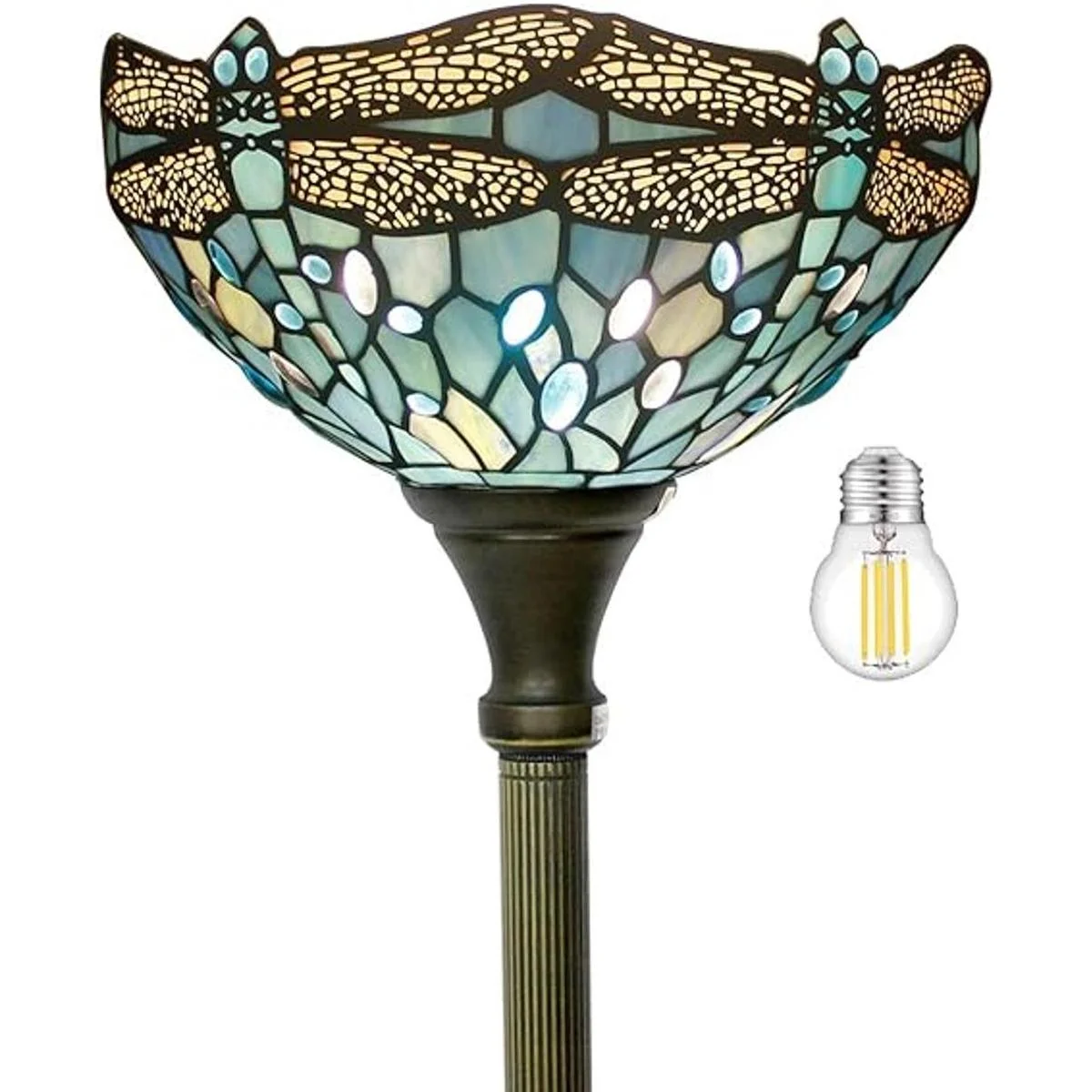 WERFACTORY Tiffany Lámpara de pie azul marino luz de_1