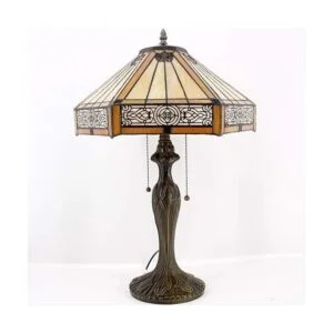 WERFACTORY Tiffany Lámpara de mesa hexagonal amarilla de_4