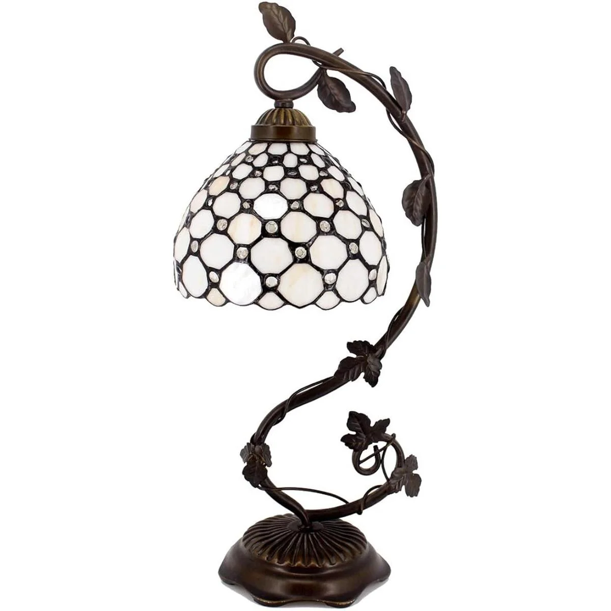 WERFACTORY Tiffany Lámpara de mesa color crema estilo_1