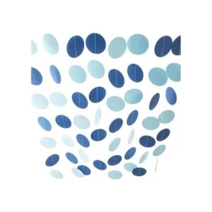 WEVEN Guirnalda de papel azul con puntos circulares para_3