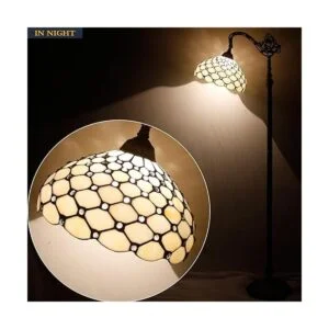 WERFACTORY Tiffany Lámpara de pie color ámbar crema con_3