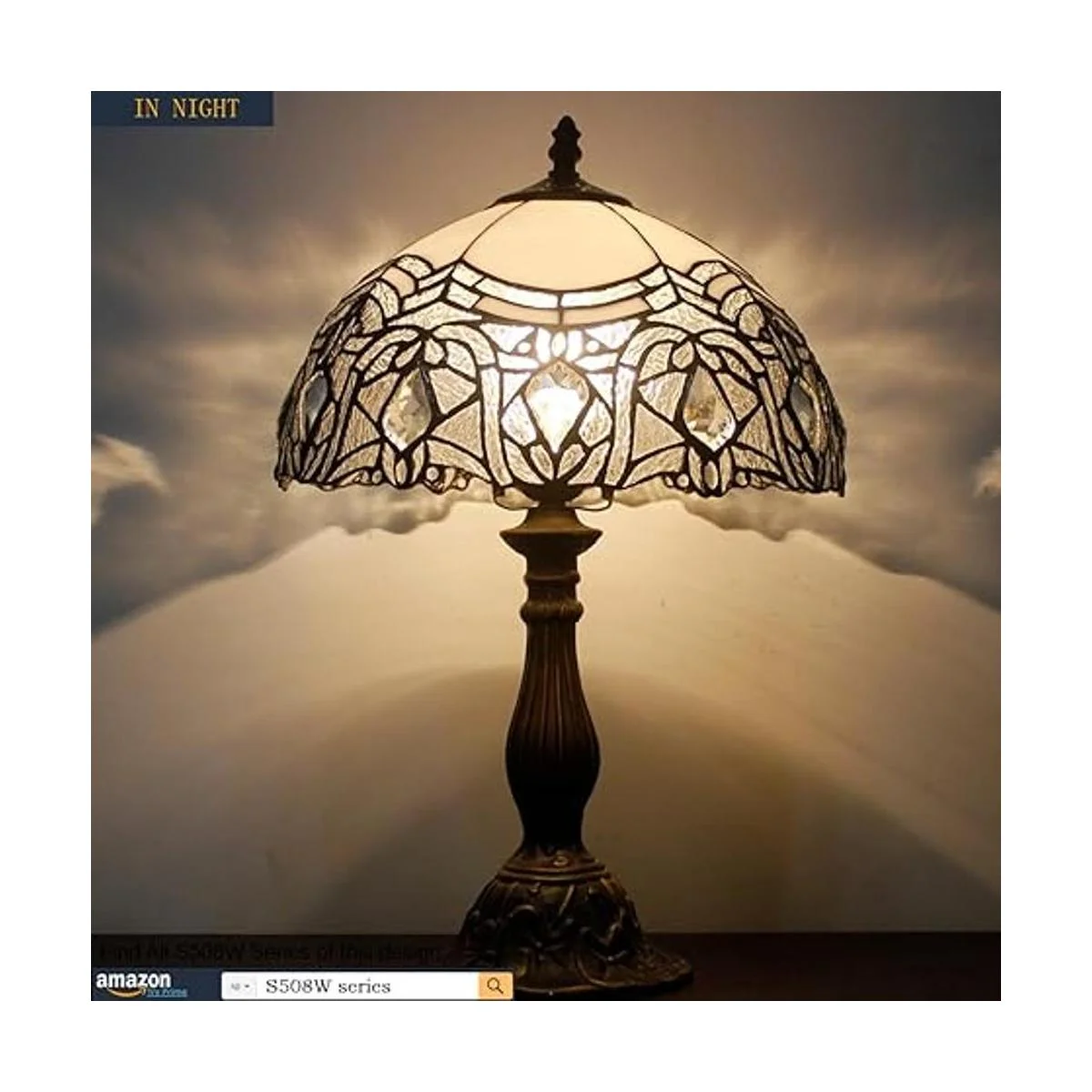 WERFACTORY Tiffany Lámpara de mesa de noche de vidrio de_3