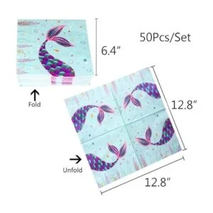 WERNNSAI Juego de platos y servilletas de sirena Sirve a_3