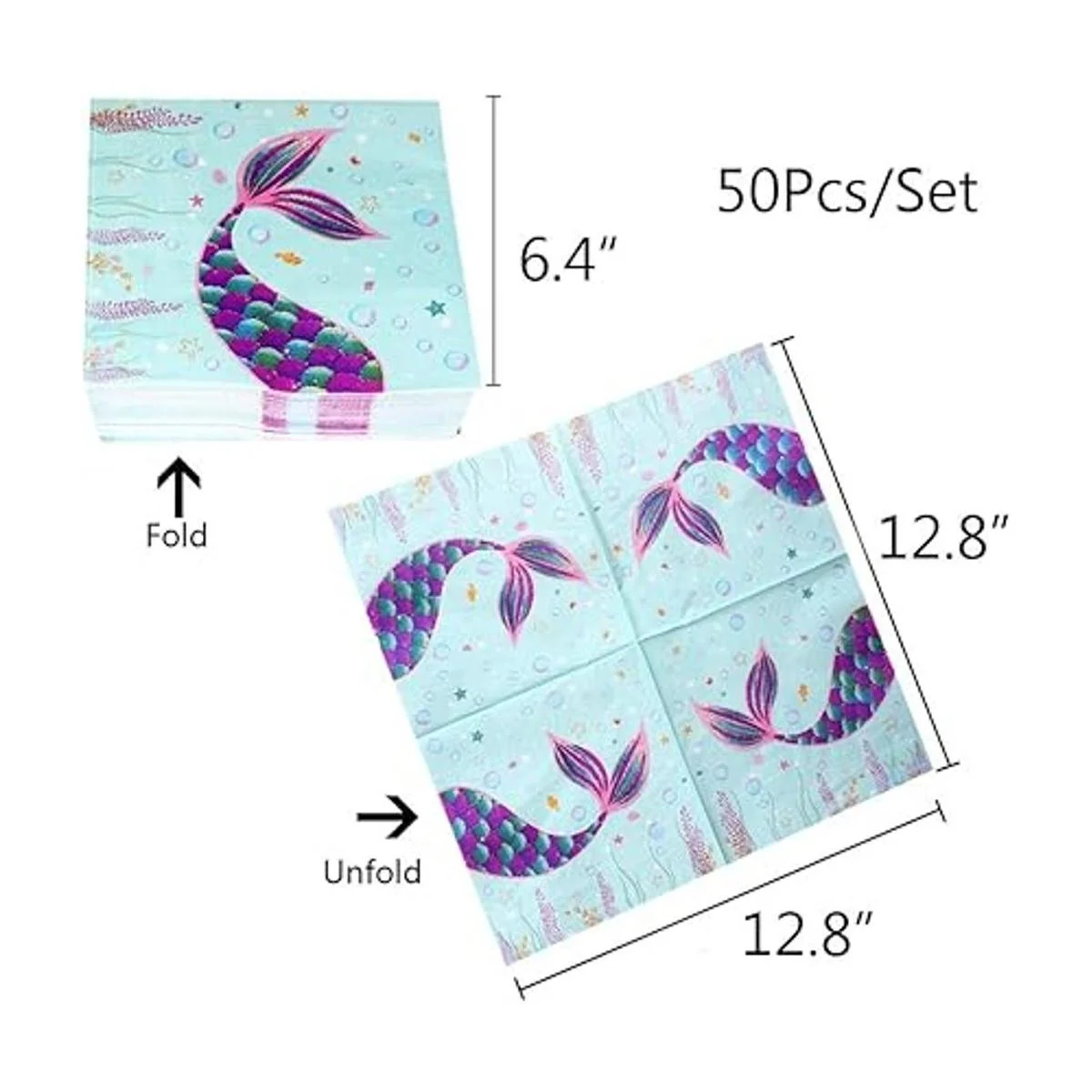 WERNNSAI Juego de platos y servilletas de sirena Sirve a_3
