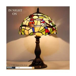 WERFACTORY Tiffany Lámpara de mesa de cristal de colores_3