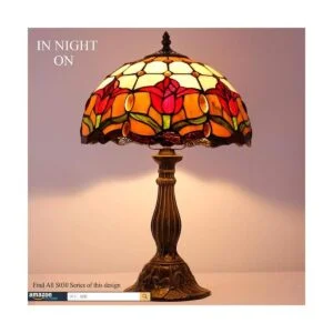 WERFACTORY Tiffany Lámpara de mesa estilo vitral_3