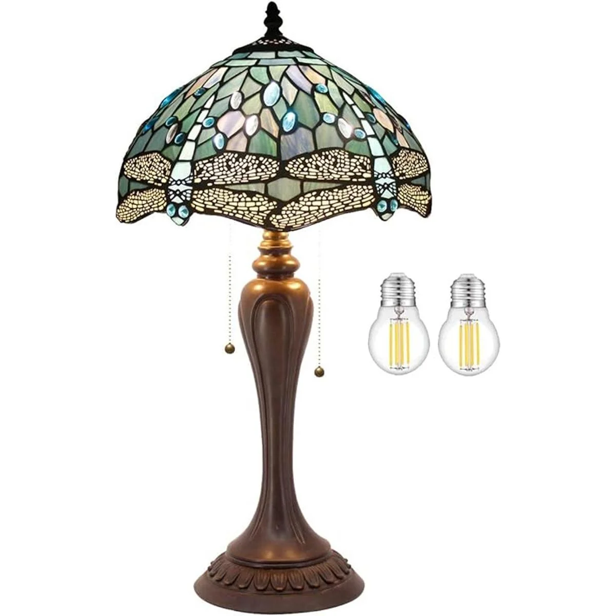 WERFACTORY Tiffany Lámpara de mesa color azul mar con_1