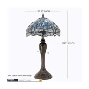 WERFACTORY Tiffany Lámpara de mesa color azul mar con_2