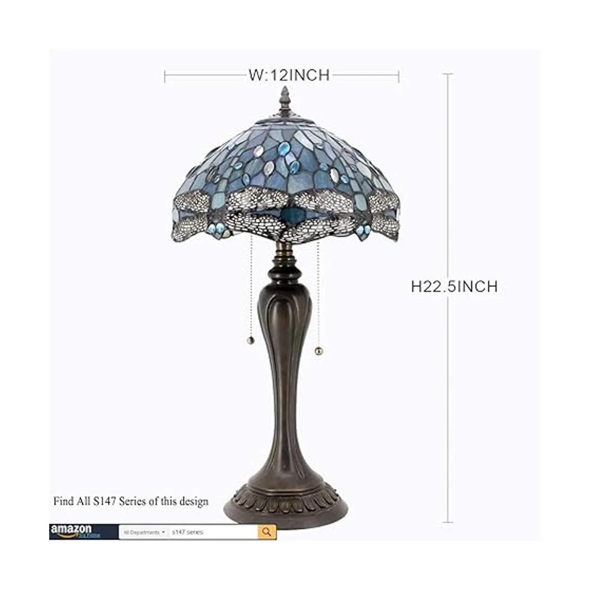 WERFACTORY Tiffany Lámpara de mesa color azul mar con_2