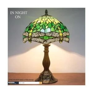 WERFACTORY Tiffany Lámpara de mesa de noche con vitrales_3
