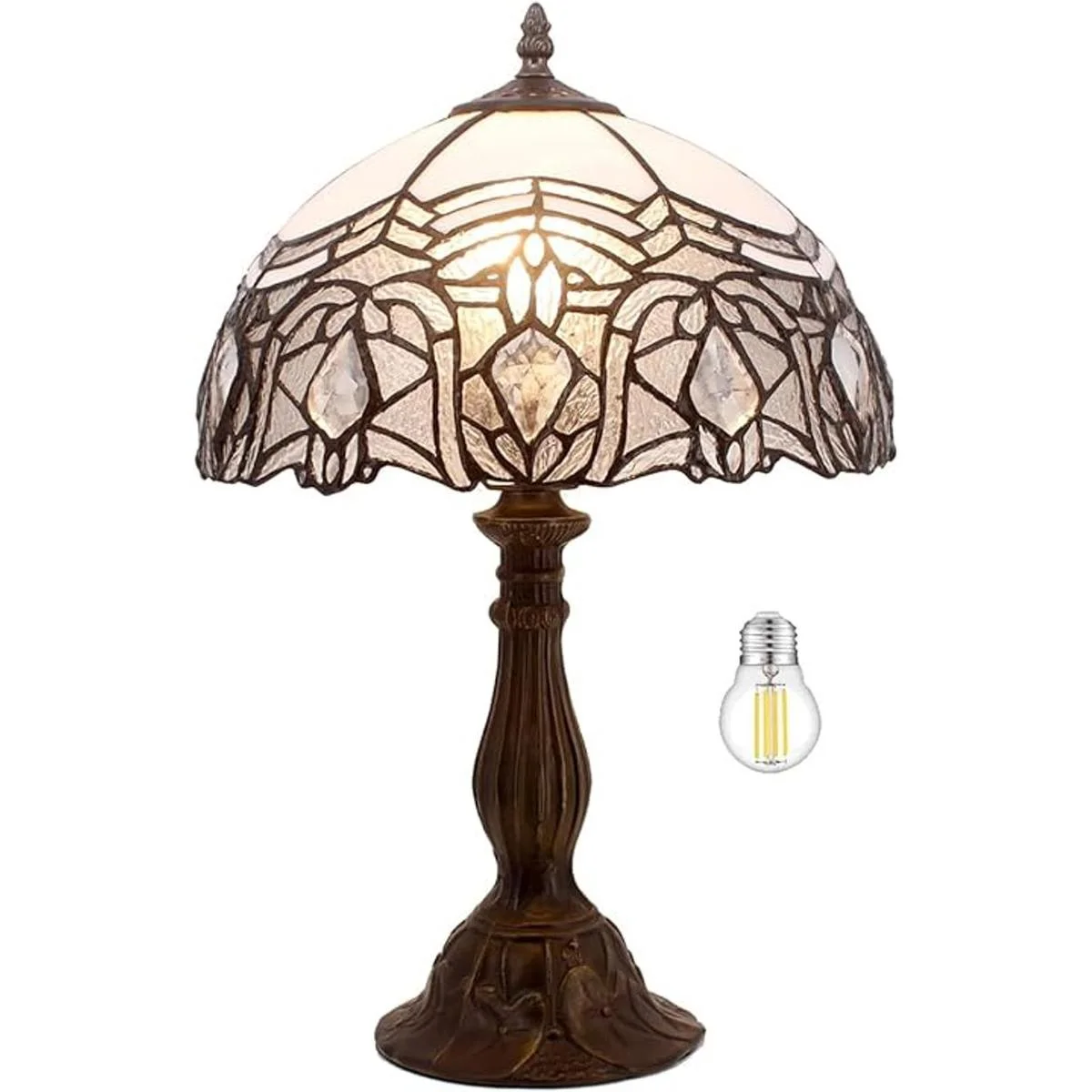 WERFACTORY Tiffany Lámpara de mesa de noche de vidrio de_1