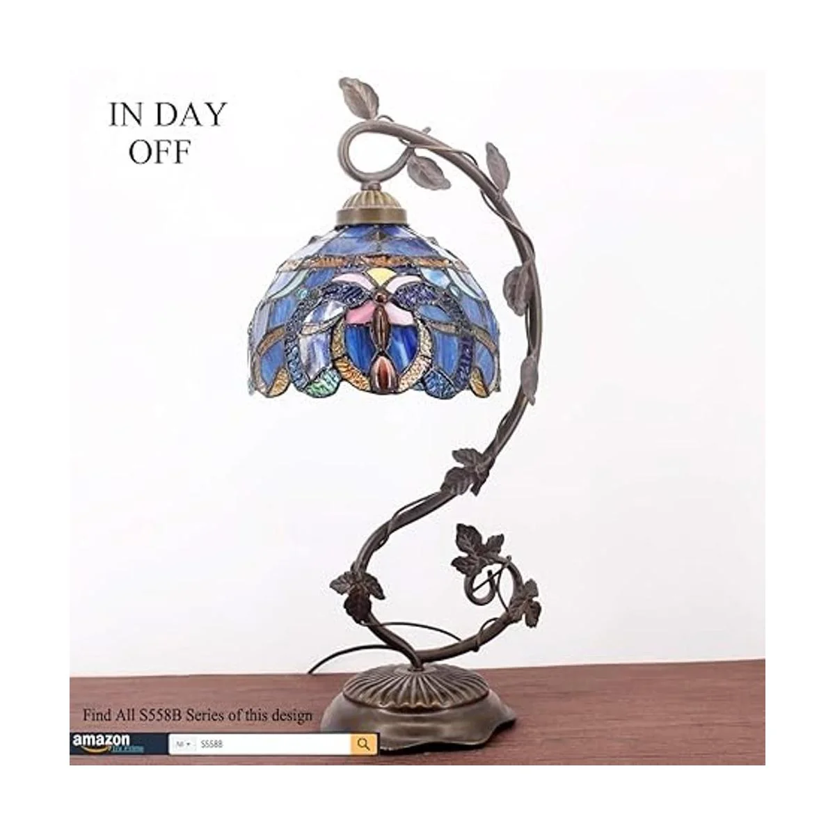 WERFACTORY Tiffany Lámpara de mesita de noche de vidrio_2