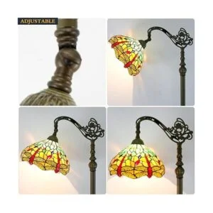 WERFACTORY Tiffany Lámpara de pie verde y amarillo con_3