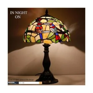 WERFACTORY Tiffany Lámpara de mesa de cristal de colores_2