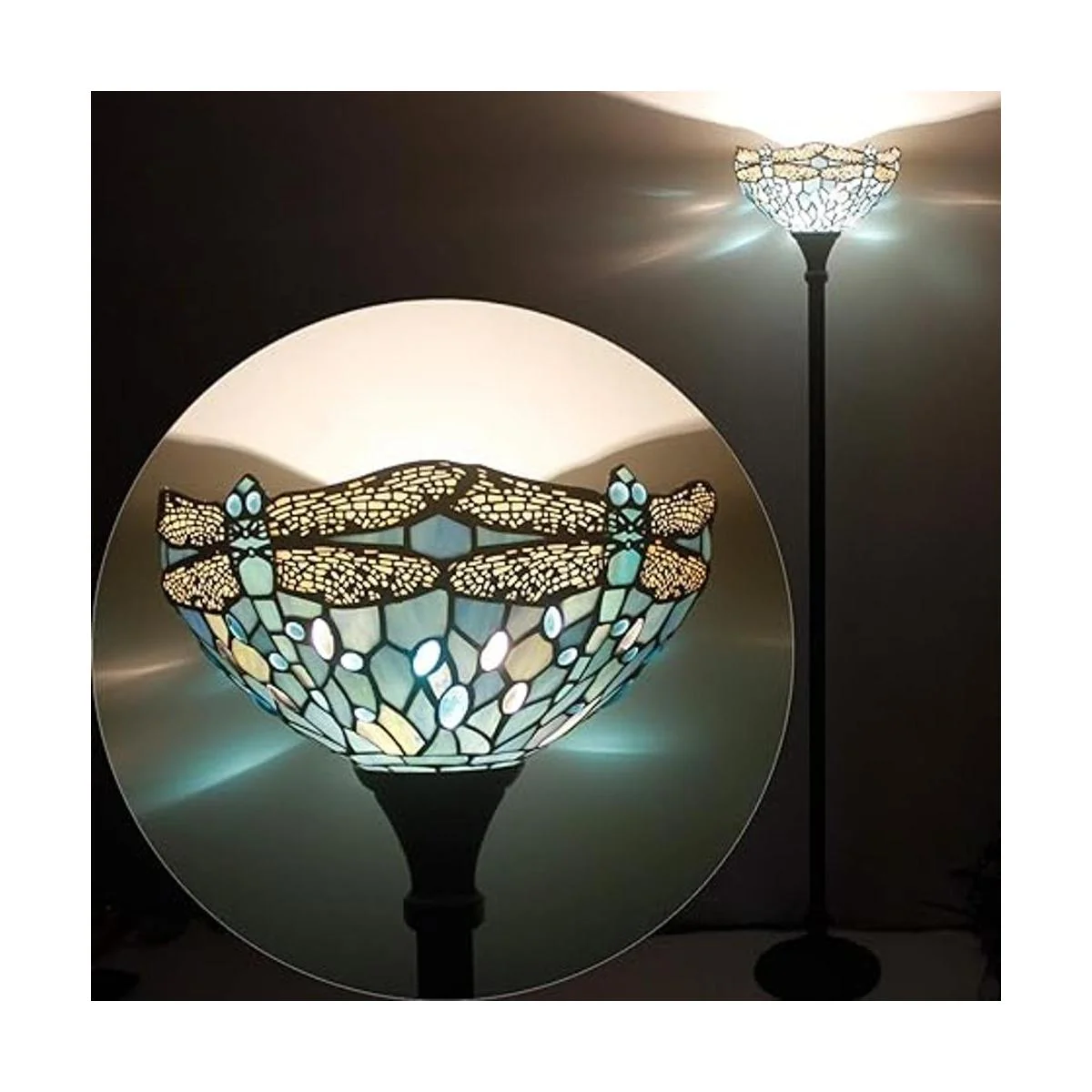 WERFACTORY Tiffany Lámpara de pie azul marino luz de_4