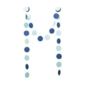 WEVEN Guirnalda de papel azul con puntos circulares para_2