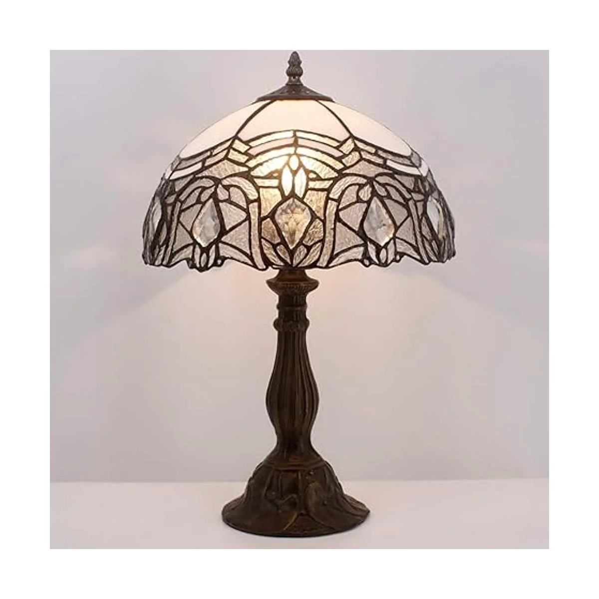 WERFACTORY Tiffany Lámpara de mesa de noche de vidrio de_2