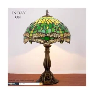 WERFACTORY Tiffany Lámpara de mesa de noche con vitrales_4