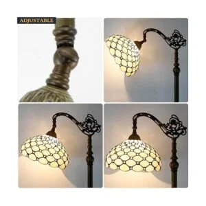 WERFACTORY Tiffany Lámpara de pie color ámbar crema con_5