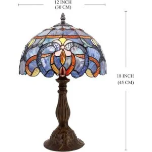 WERFACTORY Tiffany Lámpara de mesa estilo vitral azul_3