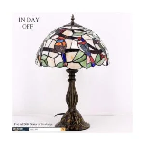 WERFACTORY Tiffany Lámpara de mesa de cristal de colores_5