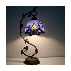 WERFACTORY Tiffany Lámpara de mesa azul y morado estilo_2