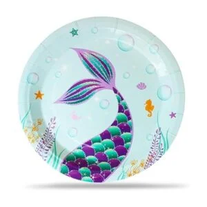 WERNNSAI Juego de platos y servilletas de sirena Sirve a_2