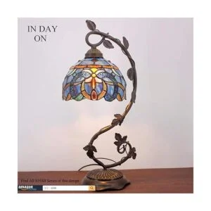 WERFACTORY Tiffany Lámpara de mesita de noche de vidrio_4