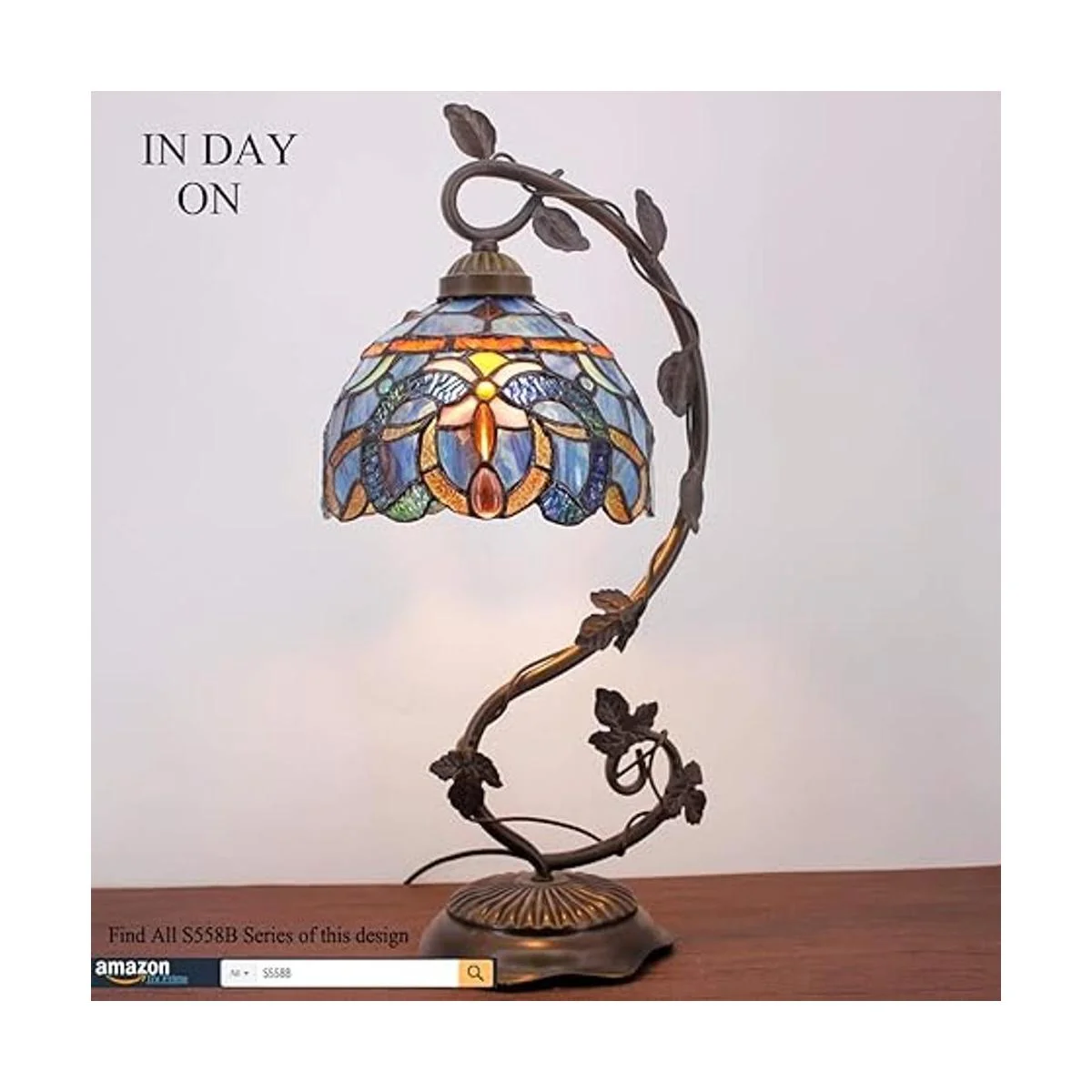 WERFACTORY Tiffany Lámpara de mesita de noche de vidrio_4