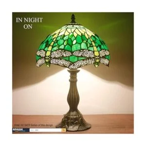 WERFACTORY Tiffany Lámpara de mesa de noche con vitrales_2