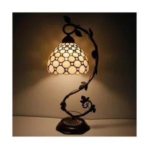 WERFACTORY Tiffany Lámpara de mesa color crema estilo_5