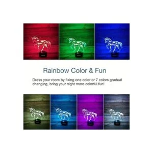 WANTASTE Lámpara de caballo 3D luz nocturna de ilusión