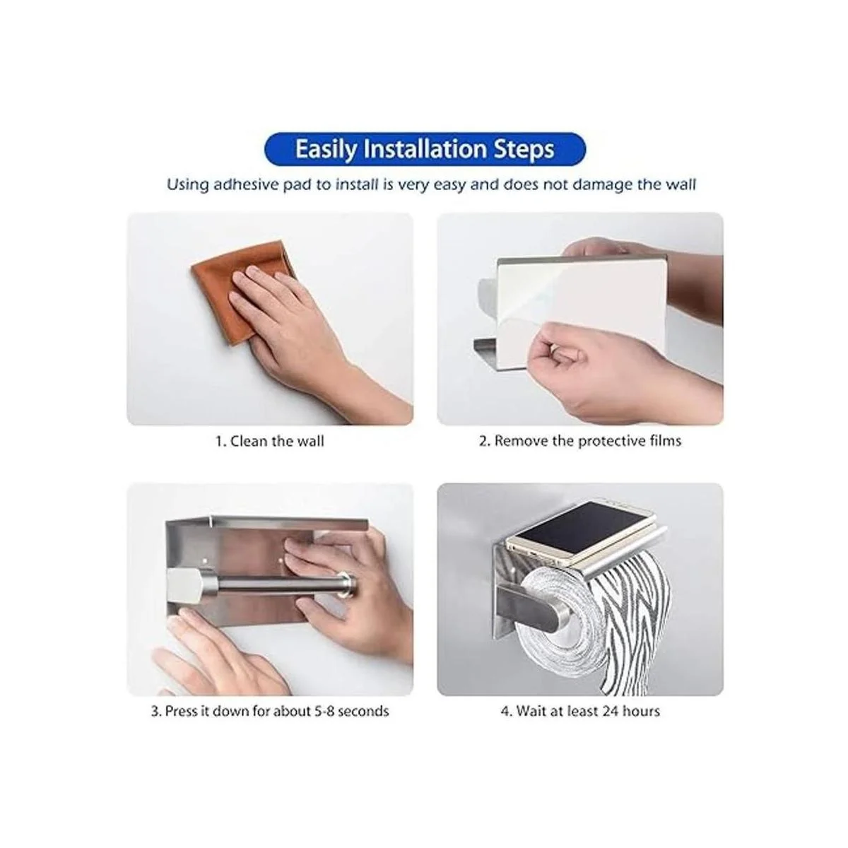 WAYDELI Soporte de papel higiénico con estante para_6