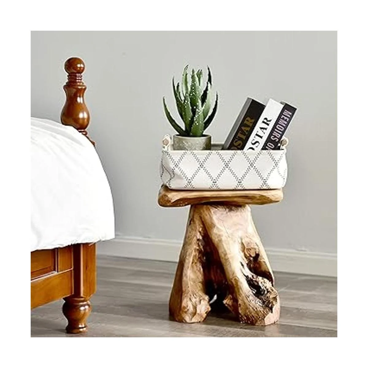 WELLAND Taburete de tocón de árbol borde vivo mesa_3