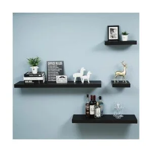 WELLAND Estantes flotantes negros Mission de 16 pulgadas