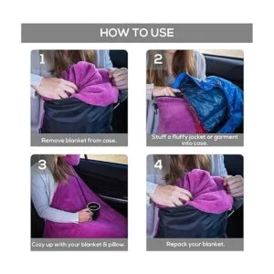 WELL TRAVELED Manta de viaje de vellón 2 en 1 con funda