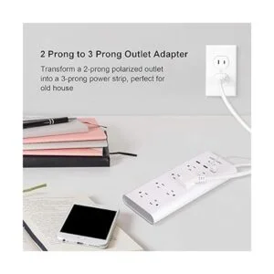 WANDOFO Regleta de alimentación de 2 puntas adaptador de_2