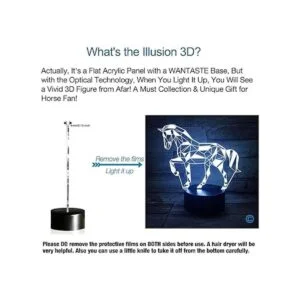 WANTASTE Lámpara de caballo 3D luz nocturna de ilusión