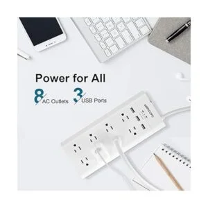 WANDOFO Regleta de alimentación de 2 puntas adaptador de_3