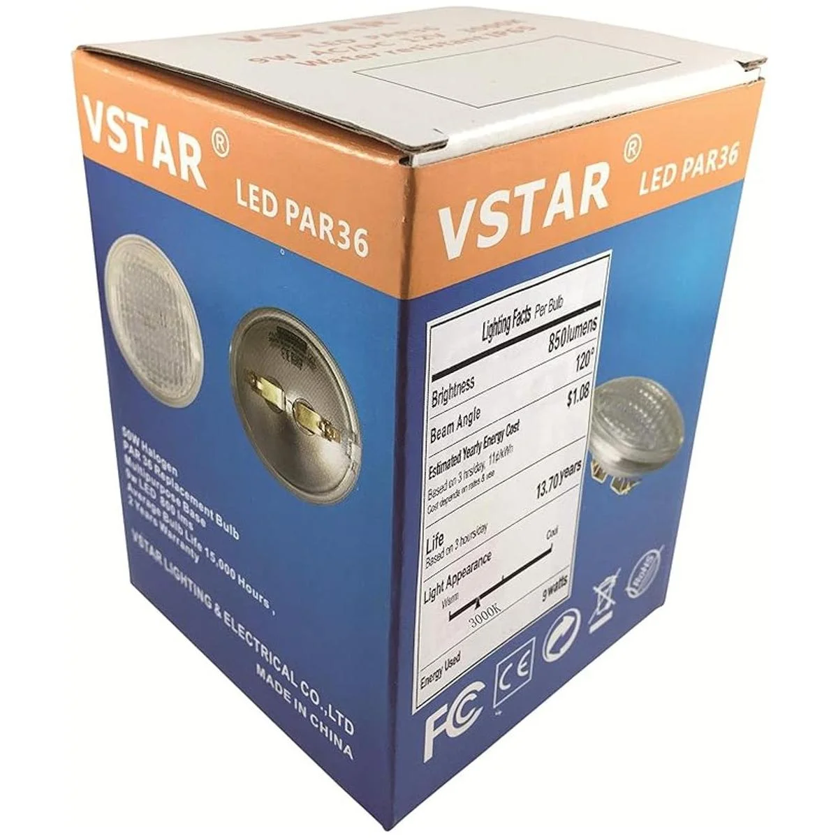 Vstar LED PAR36 9 W EQ a 50 W Halógeno 12 V Blanco
