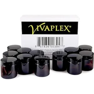 Vivaplex 12 ámbar redondo de 4 oz tarros de vidrio_3