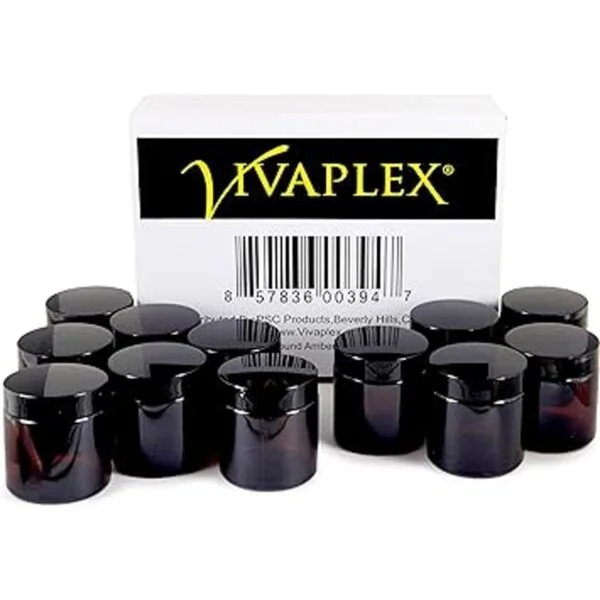 Vivaplex 12 ámbar redondo de 4 oz tarros de vidrio_3