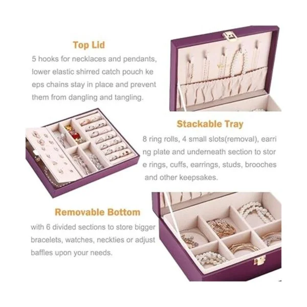 Voova Joyero organizador para mujeres y niñas 2 capas de_2