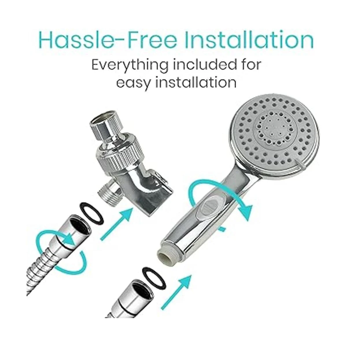 Vive Cabezal de ducha de mano 2 en 1 manguera larga_3