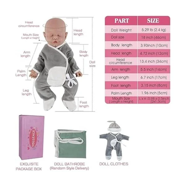Vollence Muñeca de bebé de silicona completa de 18_5
